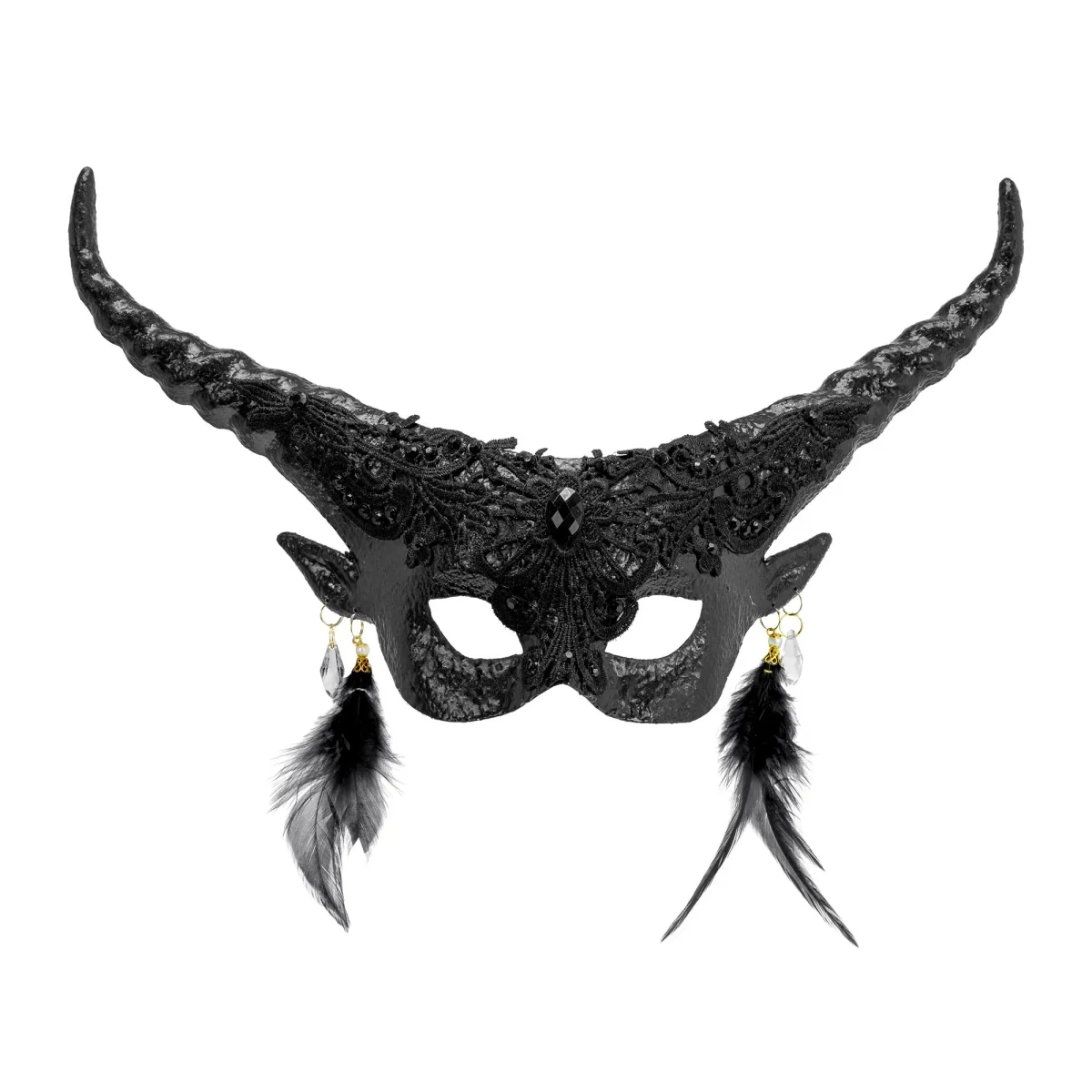 Masque Théâtre Diable Noir / Loup Cornes Noir Halloween / Masque Démon avec Cornes Noir / La Maison Du Déguisement