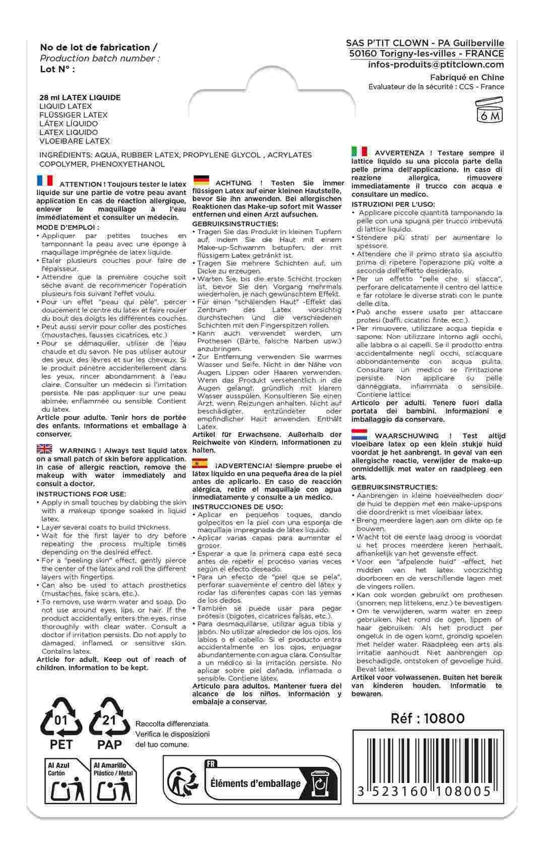 Latex Liquide / Latex Liquide Pour Blessures / La Maison Du déguisement – Image 2