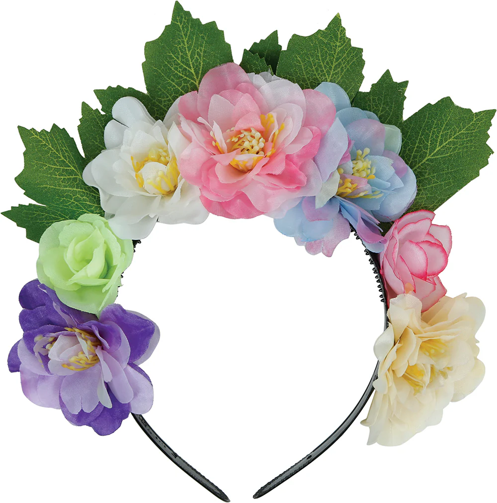 Serre Tête Fleurs Multicolores / Couronne De Fleurs Multicolores / La Maison Du Déguisement – Image 2