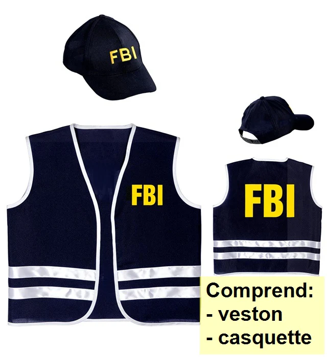 Déguisement Kit De Police FBI / Costume Set FBI / Agent Gilet et casquette FBI / la Maison Du Déguisement – Image 4