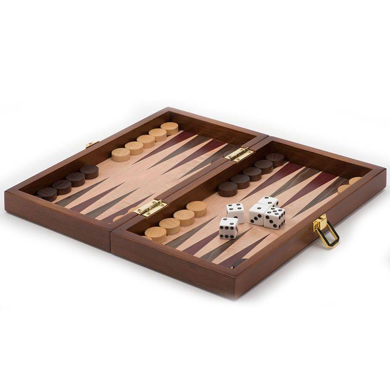 Backgammon Bois 25 cm façon loupe d’orme pliable