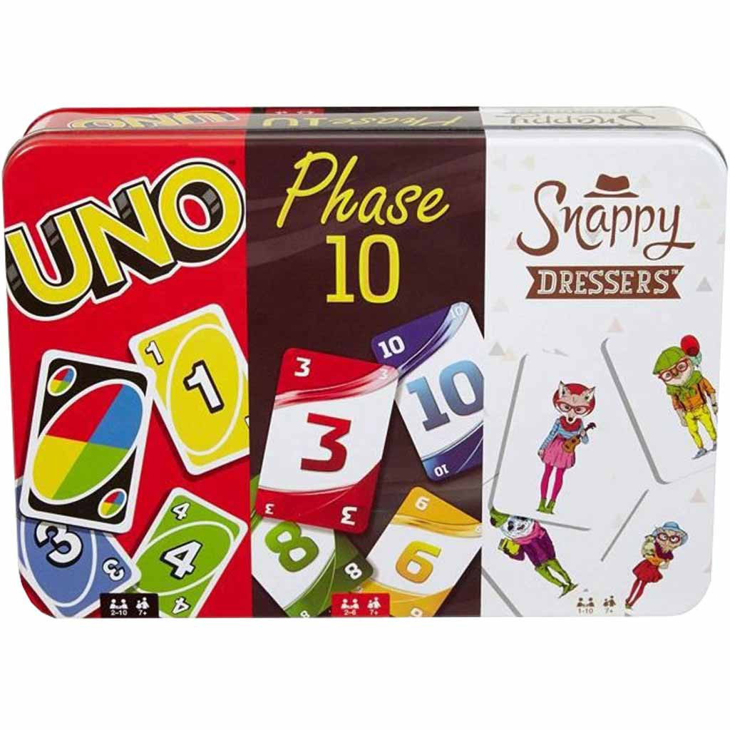 Coffret Multicartes (Uno / Phase 10 / Snappy Dressers)